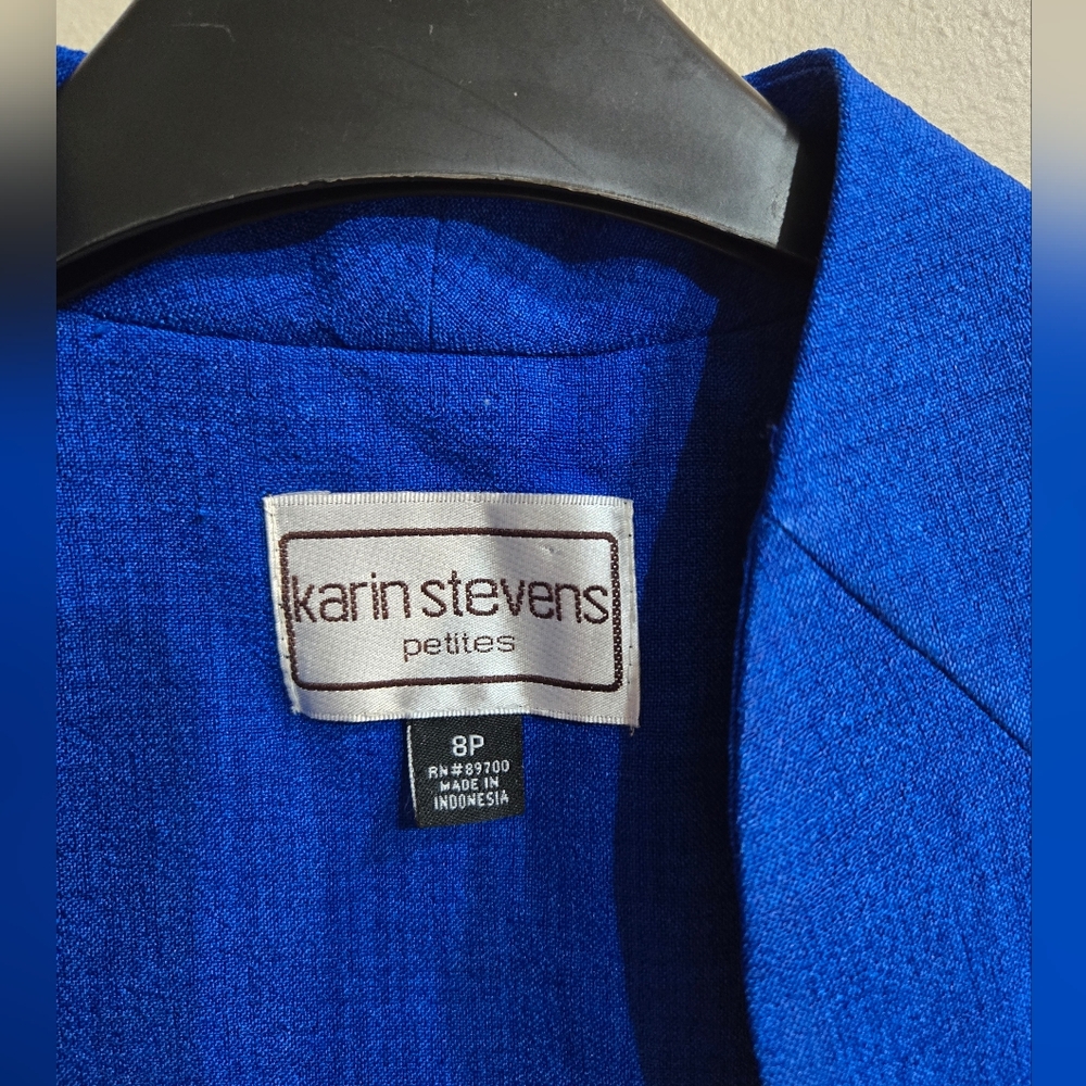 Karin Stevens Vibrant Blue Blazer Sz 8P 100% Polyester - Picture 2 of 9